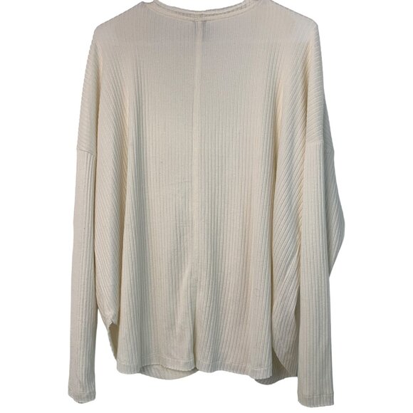 Wild Fable Women's Ivory Rib Twist Knit V-Neck Target LS  Boxy Top EUC 7515 - Picture 5 of 8